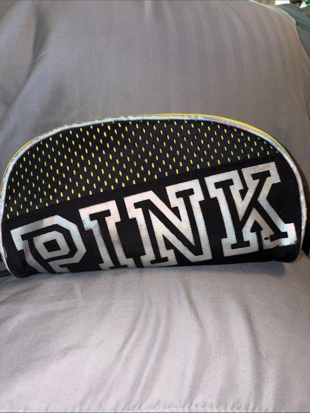 PINK Victoria's Secret Black & Yellow Logo Cosmetic Bag